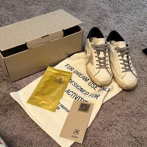 Golden Goose White and Gray Star Sneakers